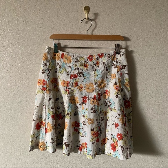 CAbi Dresses & Skirts - CAbi Floral A-Line Skirt - White with Multi-Color Flowers